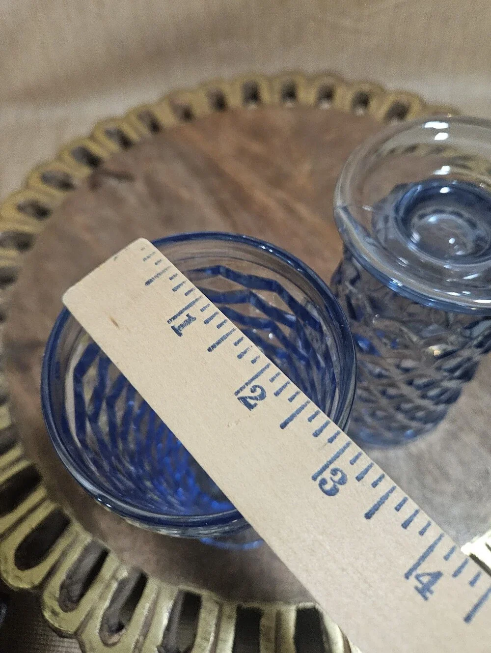 Vintage Indiana Colony Whitehall Light Blue Cubist Footed Ice Tea Glasses Set 2